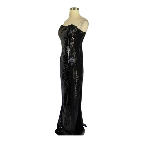 NEW Aidan Mattox Women's Formal Black Sequin Strapless Long Column Gown size 4 - Picture 3 of 8